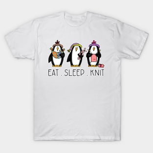 Eat . Sleep . Knit Penguins T-Shirt